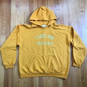 LONELY GHOST Mustard Yellow Hoodie with Front Slogan XL